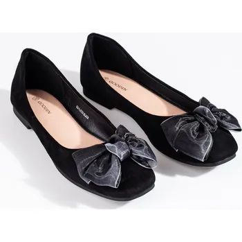 Dámské baleríny Stylové černé dámské baleríny bez podpatku 37