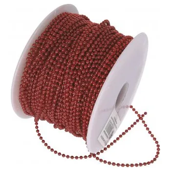 Svatební dekorace Korálky na vlasci, plast., červená, 3mmx50m