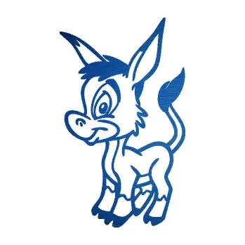 Samolepící dekorace SAMOLEPKA Osel 006 levá (65 - škrábaný kov modrý) NA AUTO, NÁLEPKA, FÓLIE, POLEP, TUNING, VLASTNÍ TEXT, TISK, AUTOSAMOLEPKY.cz, POLEPY, OBRÁZEK, LOGO, SAMOLEPKY