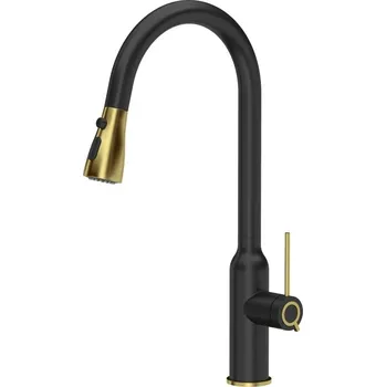 Vodovodní baterie Quadron Jessica Q Line kuchyňská baterie stojící černá-zlatá/staré zlato 3573591_BLMPVDG1