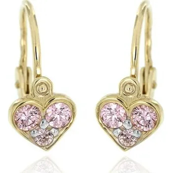 Náušnice Zlatnictví U Kostela Zlaté dětské náušnice růžová srdíčka 422R 716458587