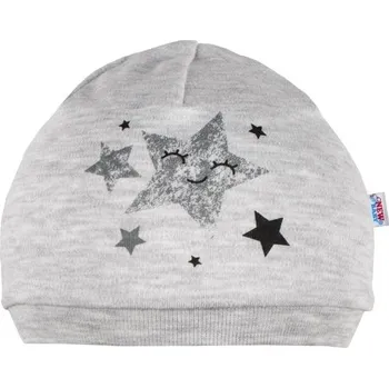 Kojenecká čepice Čepice kojenecká nasazovací bavlna - STARS šedá - vel.68