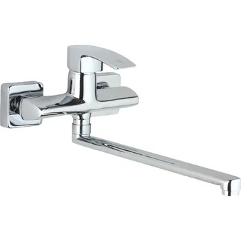 Vodovodní baterie Raf Queen Dřezová nástěnná baterie, ploché ústí 300mm, chrom, QU04B