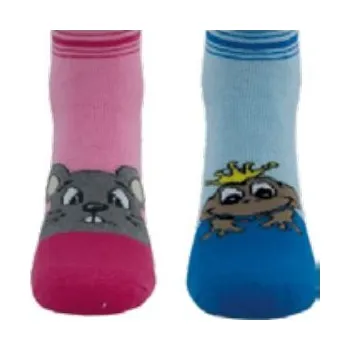 Dětské ponožky NOVIA froté Myška a Žabka 30-32 modrá 2 páry