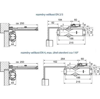 Zavírač dveří Zavírač TS 1000 C se standardním ramenem, vel. 2/3/(4), stříbrný