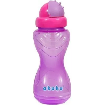 Láhev Lahev plastová s brčkem - AKUKU fialová - 360ml