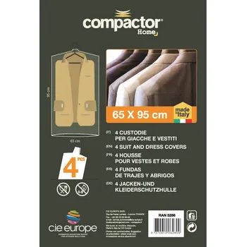 Compactor RAN5286 průhledný obal na krátký oblek 4 ks