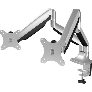 ICY BOX IB-MS504-T, Monitorständer mit Tischhalterung für 2 Monitore bis zu 32’’ (81 cm) 2násobný držák na stůl pro monitor 81,3 cm (32) stříbrnošedá