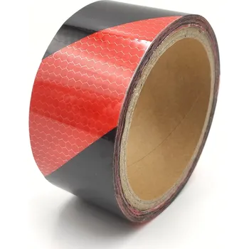 Lepicí páska DZL Reflexní samolepící páska červená + černé pruhy, 5m x 5cm