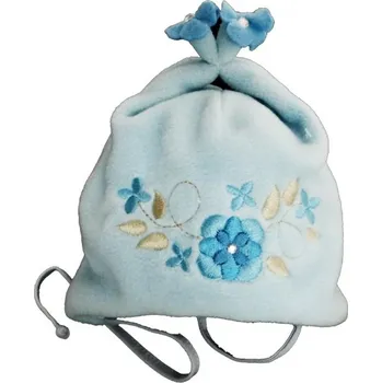 Čepice Čepice dětská zimní fleece - KYTIČKY modrá - vel.74