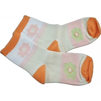 Ponožky dětské bavlna - KVĚT barevné s oranžovou - vel.17-18cm