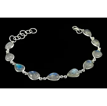 Náramek Originální stříbrný náramek (Ag 925/1000) s bílým měsíčním kamenem QA, 9 větších kamenů o velikosti cca 13 x 9 mm (ME1512NS)