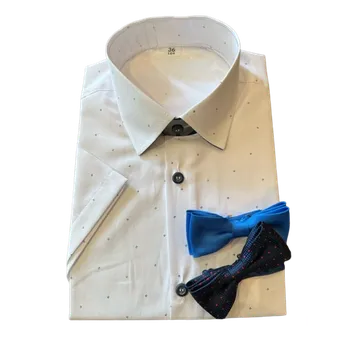 Chlapecká košile Chlapecká košile s krátkým rukávem bílá s drobným modrým vzorem MIK50