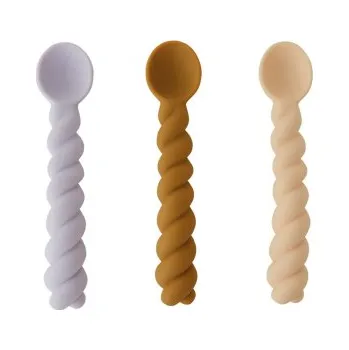 Příbor Silikonové lžičky Mellow Vanilla - set 3 ks