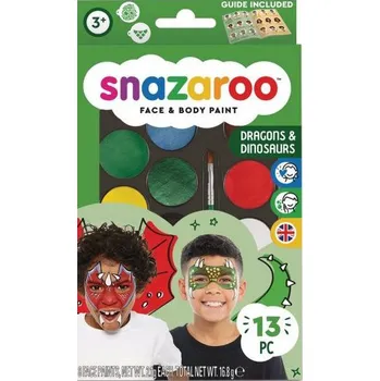 Speciální výtvarná barva Sada obličejových barev Dinosauři, Snazaroo 8X2,1g