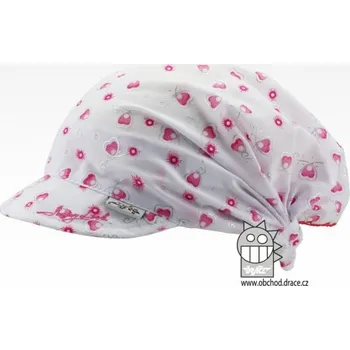 Čepice Dívčí šátek Blažena bílá/růžová Dráče B02