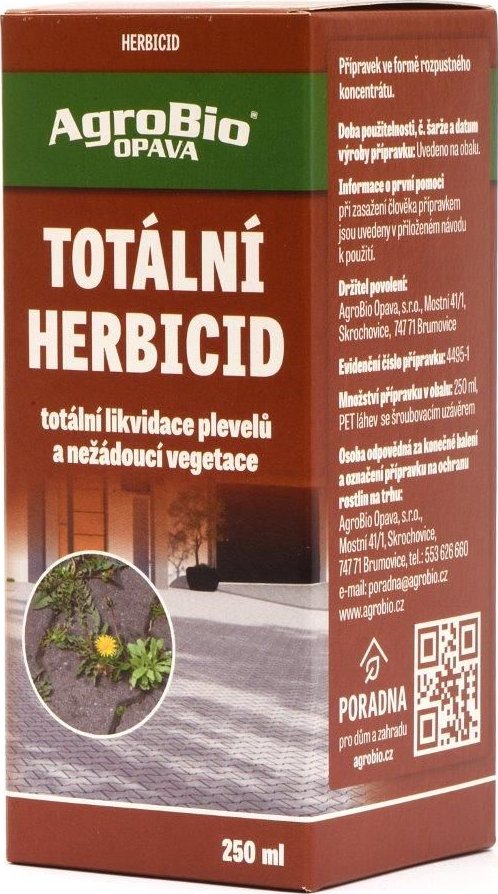 AgroBioOpava AgroBio Totální herbicid k hubení jednoletých a víceletých plevelů Objem: 250ml