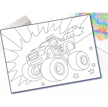 kreativní sada Radost v písku Šablona na pískování ohnivý monster truck Varianta: A3 (297 x 420 mm)