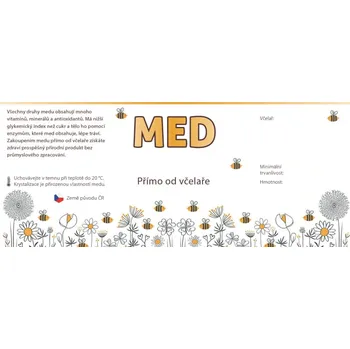 Etiketa na sklenici - 3 louka - Med