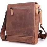 Středně velká hnědá kožená crossbody taška GreenWood no. 6308