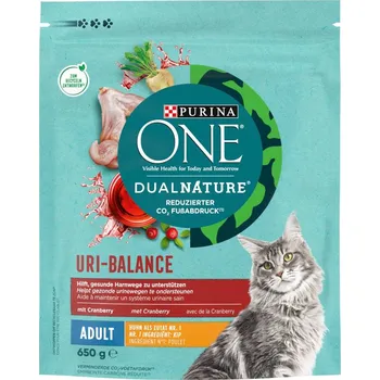 Krmivo pro kočku 2x650g Purina One Dual Nature Adult s kuřecím a brusinkami - výhodné balení