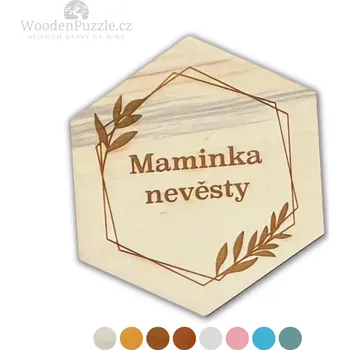 Svatební dekorace WoodenPuzzle.cz Dřevěná svatební jmenovka