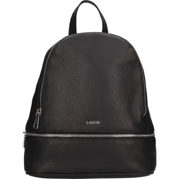 Městský batoh Lagen dámský kožený batoh se stříbrnými doplňky - černý BLC-22/2053(NKL) black