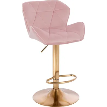 Barová židle Barová židle Horten velur na zlatém talíři - pudrově růžová