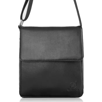 Brodrene Pánská crossbody kožená taška z pravé kůže; černá