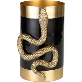 Váza Černá kovová váza Bold Monkey Never Hurt A Snake 25,5 cm se zlatými detaily