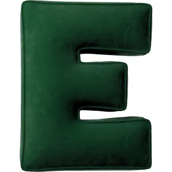 Polštář Yellow Tipi Tmavě zelený sametový polštář písmeno E 40 cm