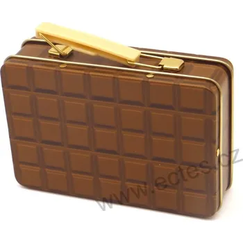 Dóza na potraviny TRUE LOVE hnědá plechová dóza kufřík 1110 tabulka čokolády