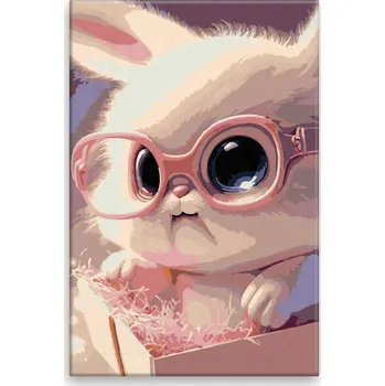 Dětské zboží Malování podle čísel - Králík s brýlemi - 40x60 cm, bez dřevěného rámu - CZ výroba