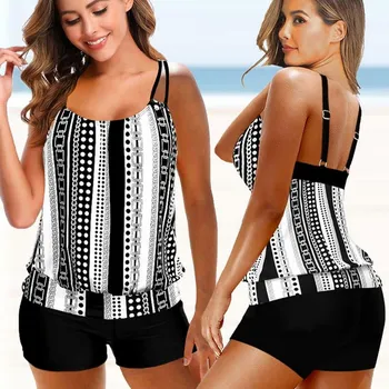 Dámské plavky Dámské dvoudílné plavky - tankiny - Vel. XS až 5XL Barevná varianta: 8229 - černá, Velikost: XXL