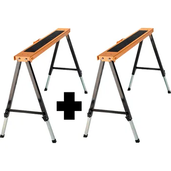 Skládací nastavitelná stavební koza, stavební stojan s protiskluzovou gumovou podložkou, 2 kusy, nosnost 150 kg BATAVIA (BATAVIA)