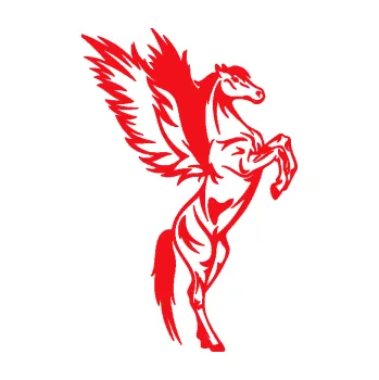 Samolepící dekorace SAMOLEPKA Pegas okřídlený kůň 004 pravá na zadních (10 - červená) NA AUTO, NÁLEPKA, FÓLIE, POLEP, TUNING, VLASTNÍ TEXT, TISK, AUTOSAMOLEPKY.cz, POLEPY, OBRÁZEK, LOGO, SAMOLEPKY