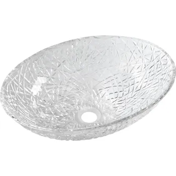 PURUS skleněné gravírované umyvadlo na desku, 50x36 cm, čirá TY305CL