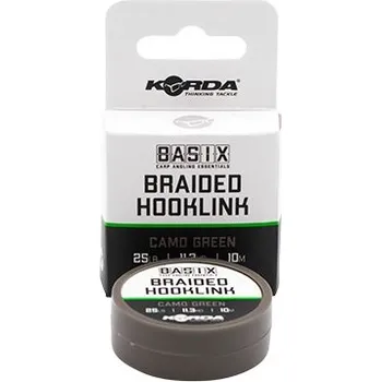 Rybářská šňůra Korda Návazcová Šňůra Basix Braided Hooklink Camo Green 10 m - 25 lb 11,3 kg