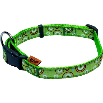 Obojek pro psa BAFPET Popruhový obojek KROUŽKY Barva: Zelená, Rozměr: 20mm x 38-60cm 18101KR