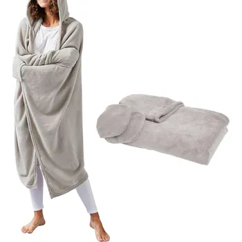 deka Today Deka s rukávy a kapucí ESSENTIAL, univerzální rozměr, 115 x 165 cm, béžová barva