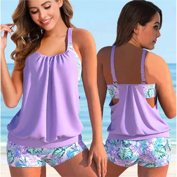 Dámské plavky Dámské dvoudílné plavky - tankiny - s potiskem vel. XS až 6XL Barevná varianta: 8353 - fialová, Velikost: XXL