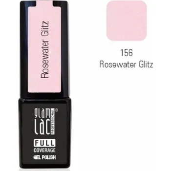 Umělé nehty GlamLac Gel lak růžový - 156 Rosewater Glitz 6 ml