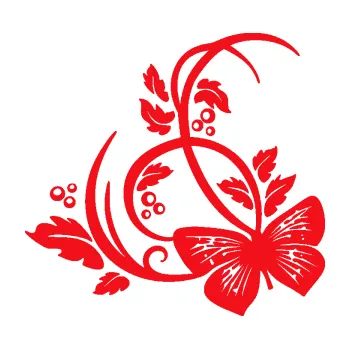 Samolepící dekorace SAMOLEPKA Květina dekor 046 levá motýl (10 - červená) NA AUTO, NÁLEPKA, FÓLIE, POLEP, TUNING, VLASTNÍ TEXT, TISK, AUTOSAMOLEPKY.cz, POLEPY, OBRÁZEK, LOGO, SAMOLEPKY