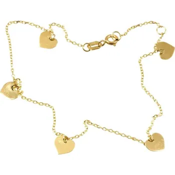 Náramek ŠPERKY-NM, Zlatý dámský náramek na nohu 1026 srdíčka Délka náramku: 25 cm