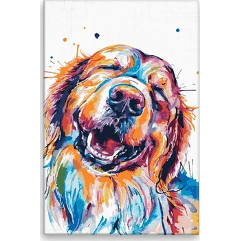Dětské zboží Malování podle čísel - Spokojený pes - 40x60 cm, bez dřevěného rámu - CZ výroba
