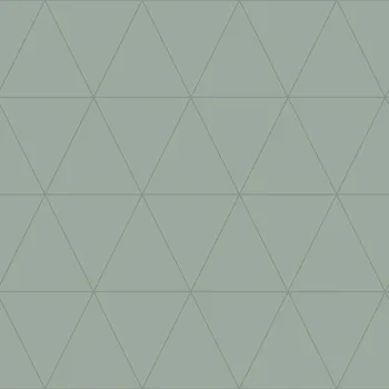 Tapeta Origin Zelená vliesová tapeta, metalické obrysy trojúhelníků 347714, City Chic, Origin, velikost 0,53 x 10,05 m