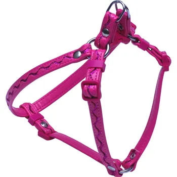 Postroj pro psa BAFPET Kšírky zdobené STŘÍBRNOU VLNKOU Barva: Růžová, Rozměr: 12mm x OH 28-42 03411V