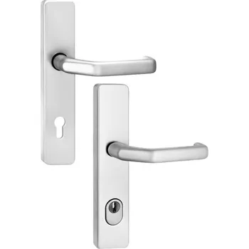 Dveřní kování FKS Klika/klika 52A/1200, hranatý štítek, ZA92, bez montážního materiálu - F9 ocel