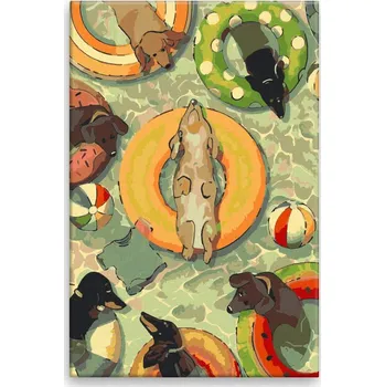 Dětské zboží Malování podle čísel - Psí dovolená - 40x60 cm, bez dřevěného rámu - CZ výroba