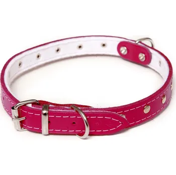 Obojek pro psa BAFPET Kožený obojek podšitý, zdobený nýty Barva: Fuchsie, Rozměr: 18mm x 50cm /40-46/ 01114